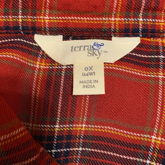 Terra & Sky Red Plaid Button-Down Shirt – Size 0X (14W) - Picture 4 of 8
